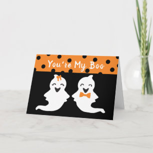 You're My Boo Cute Ghost Halloween Polka Dots Card