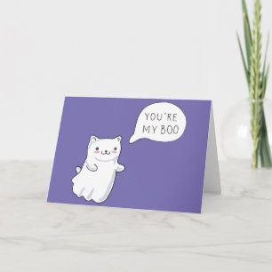 You're My Boo Ghost Cat Valentine Holiday Card