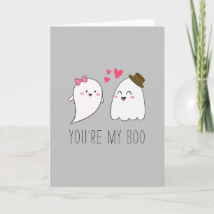 You're my Boo Halloween Kawaii Ghost Cute Grey Card