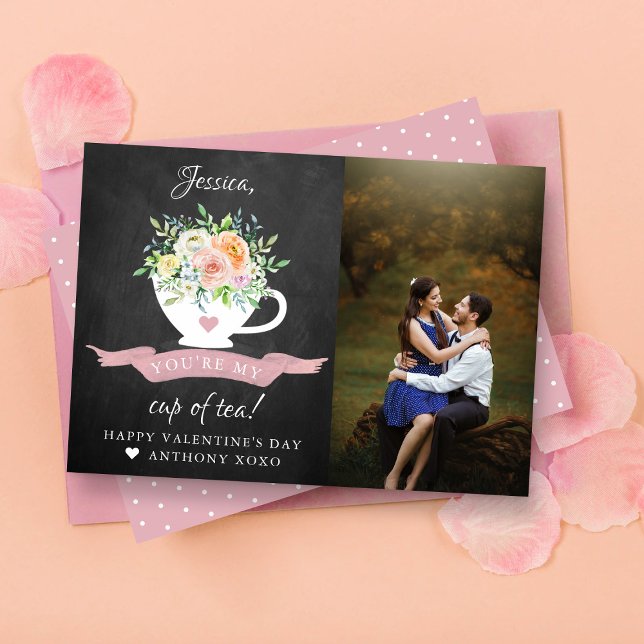 You're My Cup Of Tea Cute Valentine's Day Photo Holiday Card (Creator Uploaded)