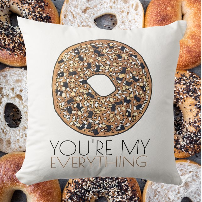 You're My Everything Bagel Breakfast Food Love Cushion (You're My Everything Bagel Pillow)