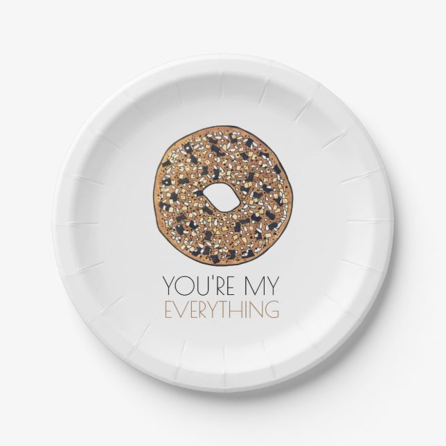 You're My Everything Bagel Breakfast Food Love Paper Plate (Front)