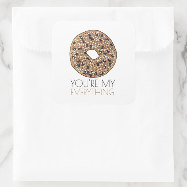 You're My Everything Bagel Breakfast Food Love Square Sticker (Bag)