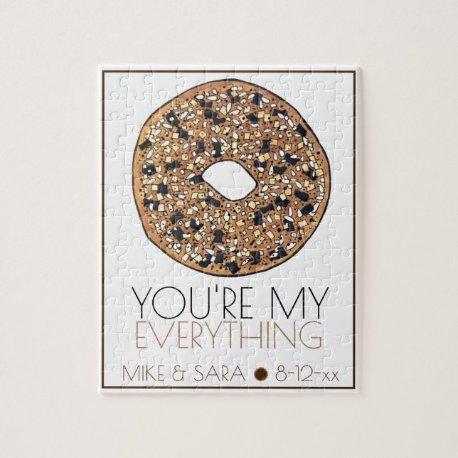 You're My Everything Bagel Foodie Wedding Favor Jigsaw Puzzle (Vertical)