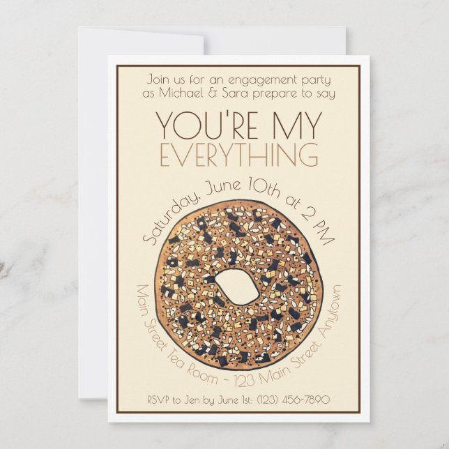You're My Everything Bagel Wedding Engagement Invitation (Front)