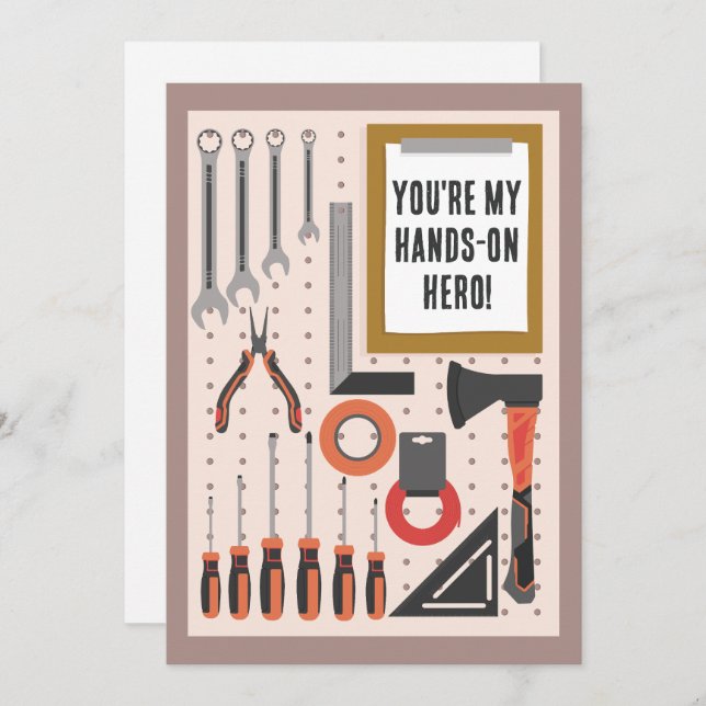 You're my hands-on hero Dad Father's Day Tools  Holiday Card (Front/Back)