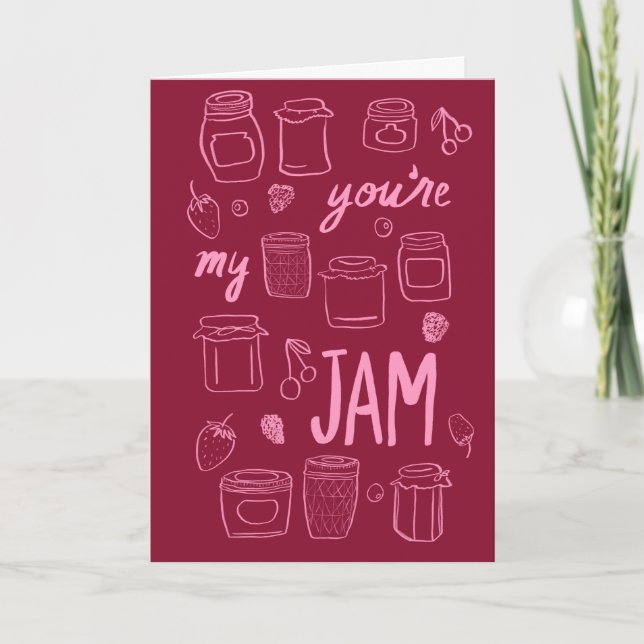 YOURE MY JAM Cute Jars Illustration Valentines Day Card (Front)
