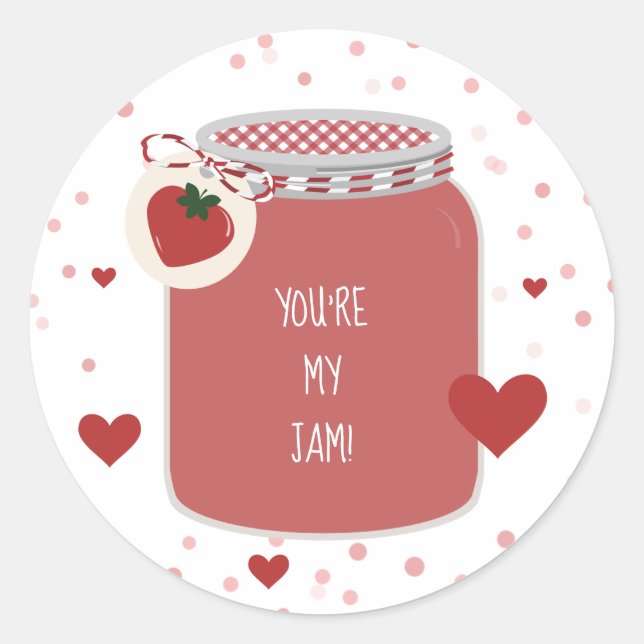 You're My Jam Jar Kids Classroom Valentine Classic Round Sticker (Front)