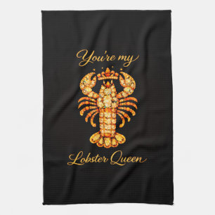 You're My Lobster Queen Bejewelled Diamond Luxury  Tea Towel