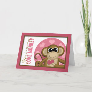 You're My Love Monkey - Cute Pink Greeting Card