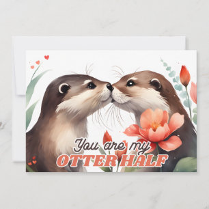 You're My Otter Half Otter Kissing Valentine Holiday Card