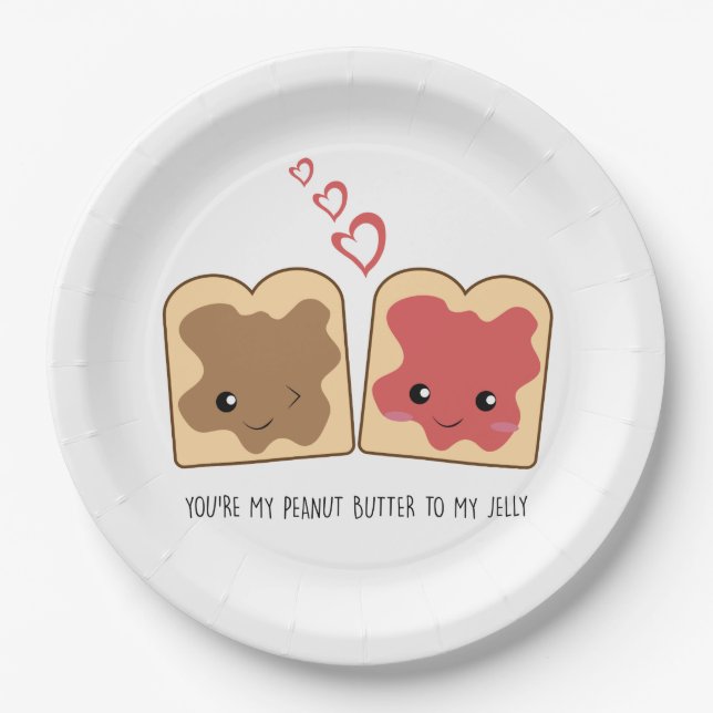 You're my Peanut Butter to my Jelly Kawaii Cute Paper Plate (Front)