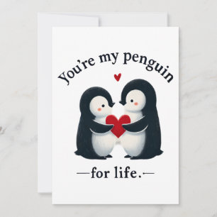 You're my penguin for life couple holiday card