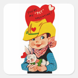 You're My "Pet" Valentine Cowboy Square Sticker
