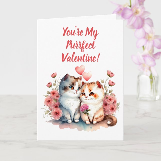 You're My Purrfect Valentine Card (Orchid)