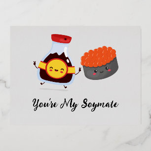 You're My Soymate , Soy Sauce Foil Holiday Postcard