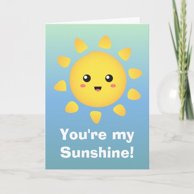 You're my Sunshine! Happy Sun Cartoon Thank You Card (Front)