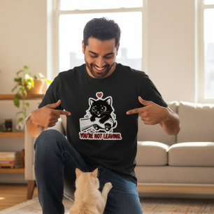 YOU'RE NOT LEAVING Black Kitten Love Bite T-Shirt