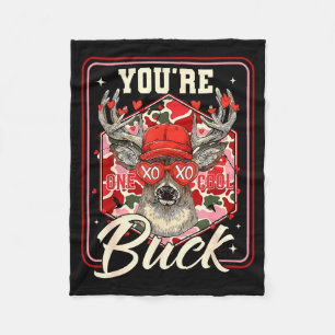 You're One Cool Buck Camouflage Valentine's Day Hu Fleece Blanket