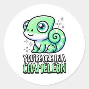 You're One In A Chameleon! Cute Chameleon Pun Classic Round Sticker