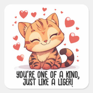 You're One of A Kind...Liger Valentine's Day Square Sticker