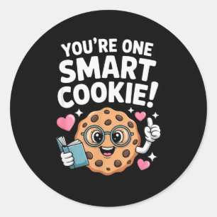 Youre One Smart Like A Cookie Gles Book Hearts Sta Classic Round Sticker