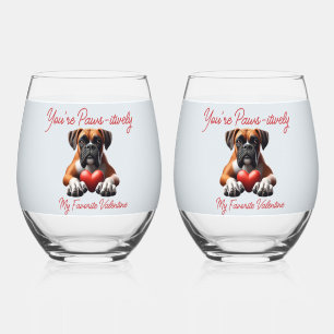 You're Paws-itively My Favourite Valentine Stemless Wine Glass