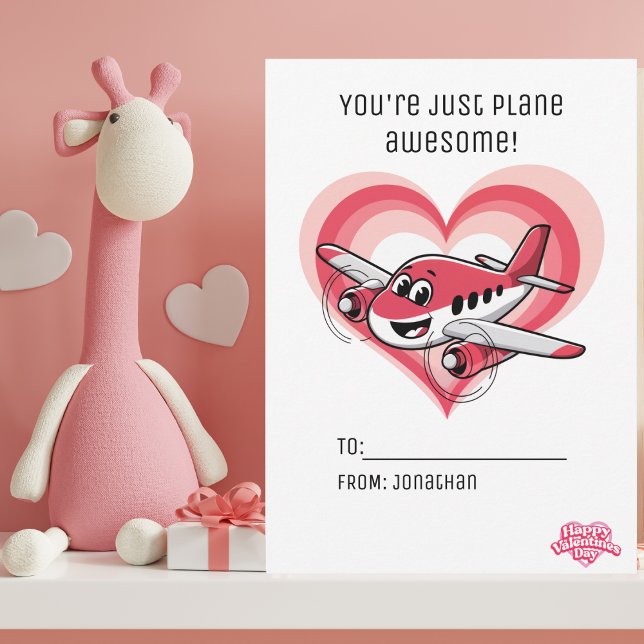 You're Plane Awesome Aeroplane Kids Valentine's Da Holiday Card (Creator Uploaded)