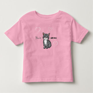 You're Purr-fect Animated Cat and Hearts Pink Toddler T-Shirt