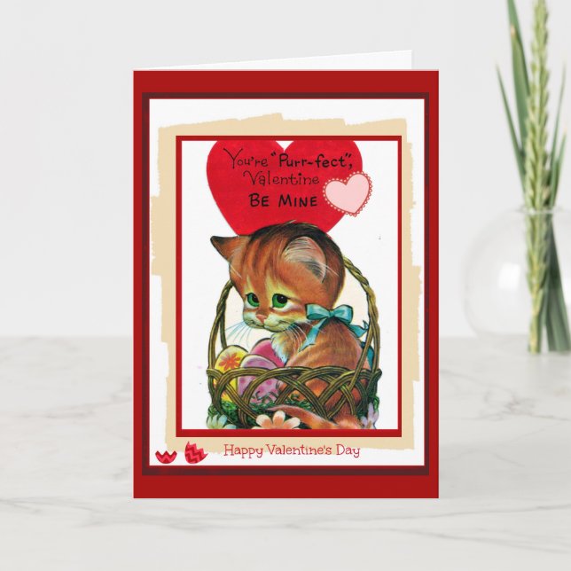 You're Purr-fect Valentine Vivtage Card (Front)