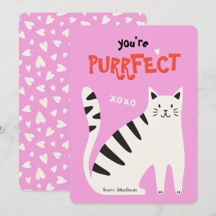 You're purrfect cat classroom valentine's day card