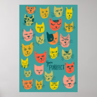 You're Purrfect! Colourful Crazy Cats Illustration
