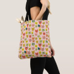 You're Purrfect! Cute Colourful Cats Tote Bag<br><div class="desc">Check out these cheerful colourful cats dancing across the print! They are sure to make you smile. 
The back side has a bigger pattern that reads "You're Purrfect!"
Check my shop for more colours!</div>