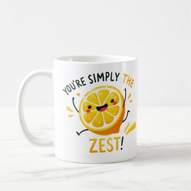 You're Simply the Zest" - Vibrant Lemon Pun Design Coffee Mug (Left)
