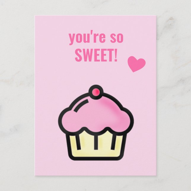 You're so Sweet - Cute Cupcake Classroom Valentine Postcard (Front)