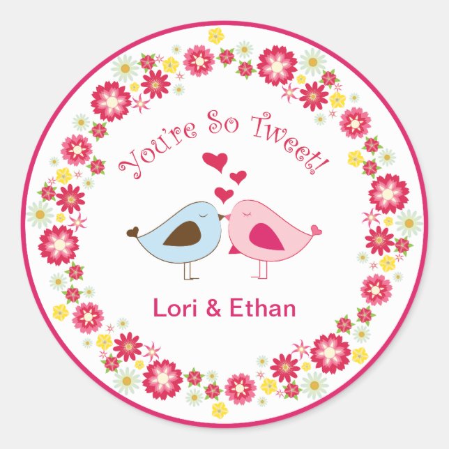 You're so Tweet Love Birds Heart Stickers (Front)