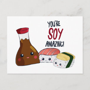 You're Soy Amazing Kawaii Sushi Japanese Food Postcard