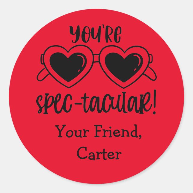You're Spec-tacular Sunglasses Valentine Sticker (Front)