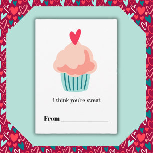 You're sweet pink cupcake Classroom Valentine Holiday Card