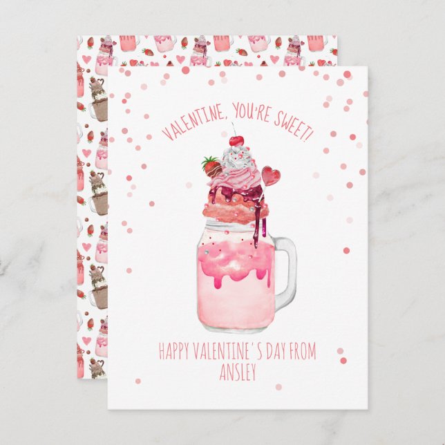 You're Sweet Valentine Candy Love Milkshake Postcard (Front/Back)