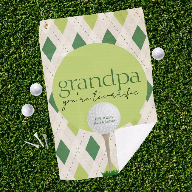 You're Tee-rrific Gift Golf Towel for Him (Gift Golf Towel for the tee-rrific best by par Dad, Grandpa, Uncle, Step Dad or any golf lover!)
