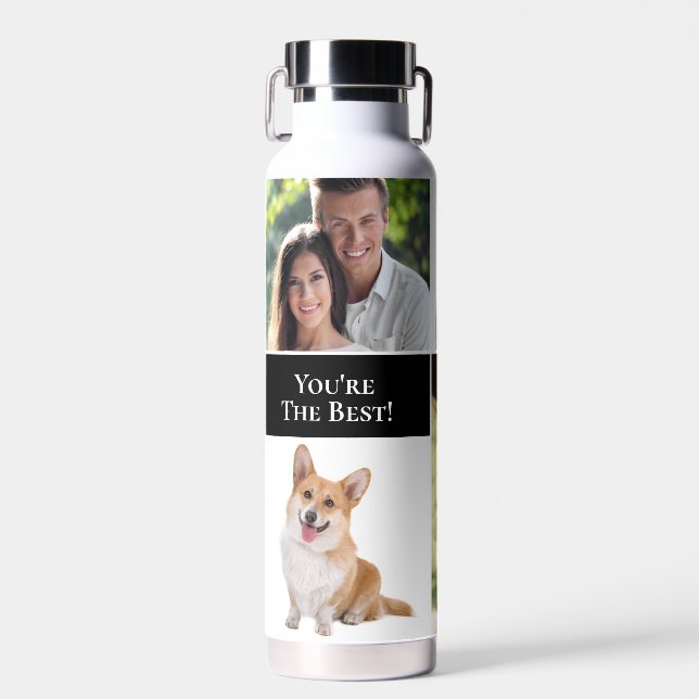You're the Best Custom 4 photos memories Water Bottle (Front)
