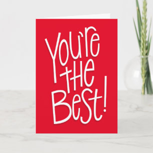 You're the best fun handlettered red thank you card