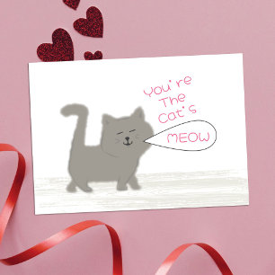 You're The Cats Meow Mini Kids Valentine Card