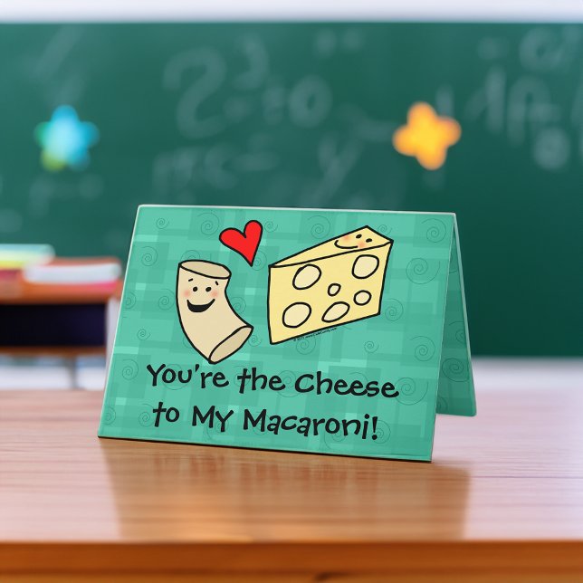You're the Cheese to my Macaroni, Cute Valentine Holiday Card (cute kids valentine card)
