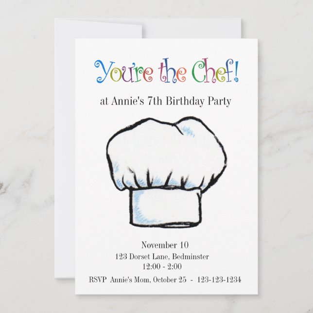 You're the Chef invitation (Front)