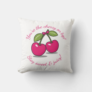 You're the Cherry on Top!" Cute Cherry-Themed  Cushion