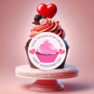 You're the Icing Happy Valentine's Day Cupcake Classic Round Sticker