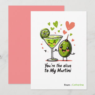 You're the olive to my martini funny  Valentine  Holiday Card
