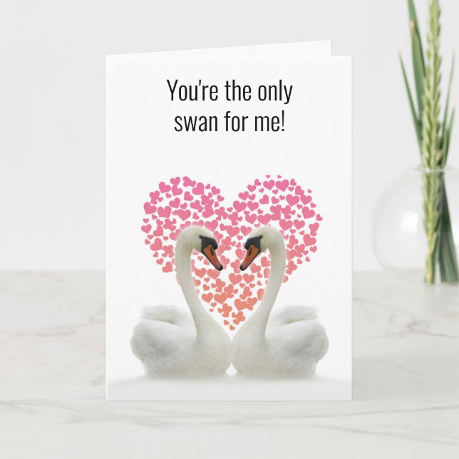 You're the only swan for me Valentine's Day Card (Front)